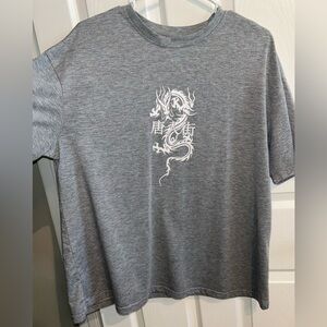 Gray Graphic T-Shirt with White Design